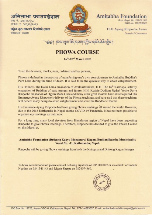 Phowa et Vrai nature de l'esprit. Katmandou, N&eacute;pal.